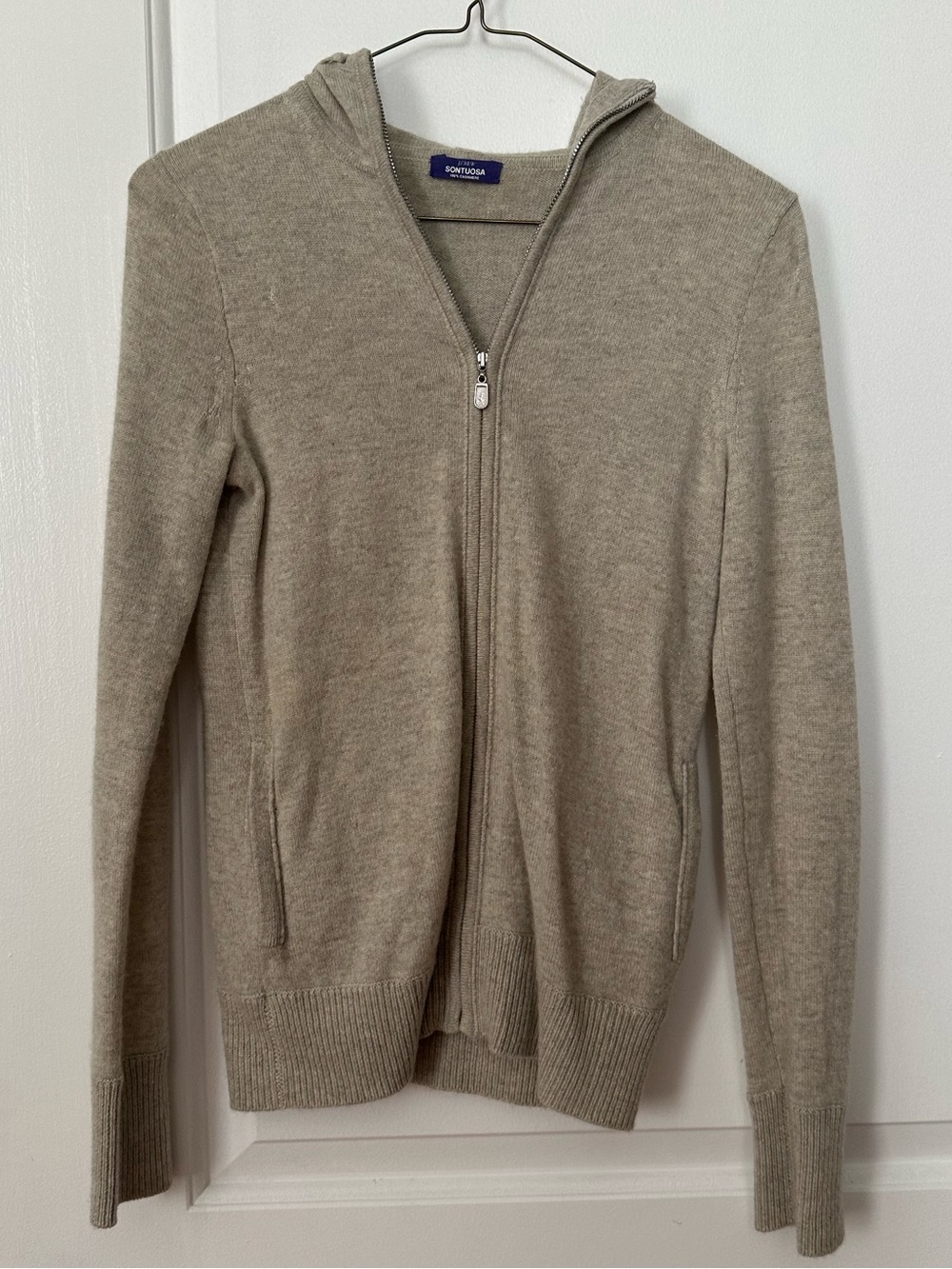 J. Crew 100% cashmere Light gray/Beige Zip Hoodie Sweater